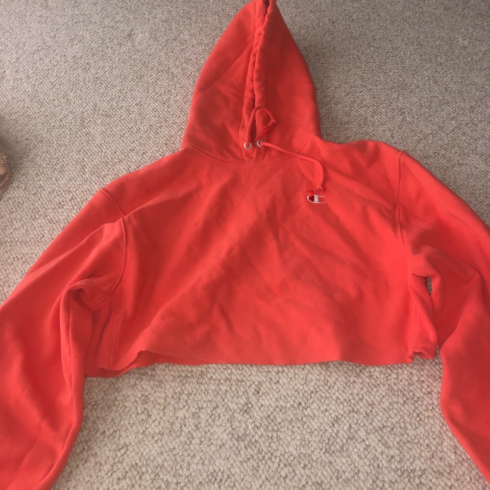 Coral/orange CHAMPION CROPPED HOODIE